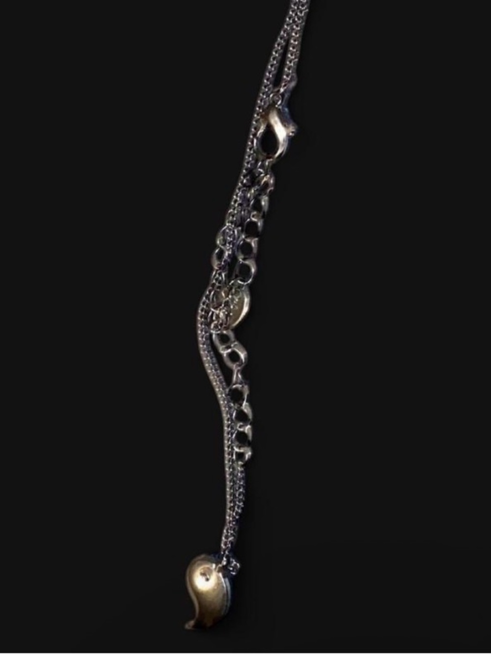 Hot Topic Silver-Tone Multi-Chain Necklace with yang